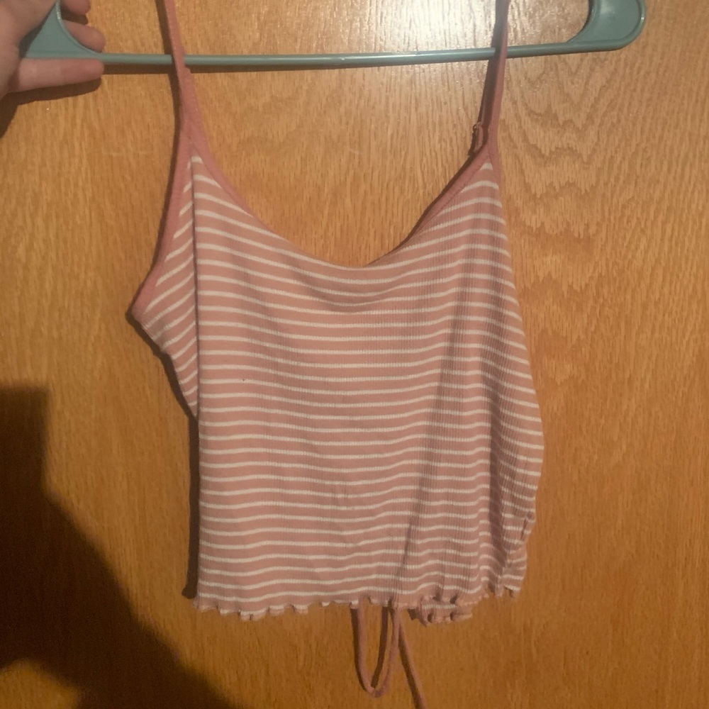 Pink and white striped crop top from rag stock
